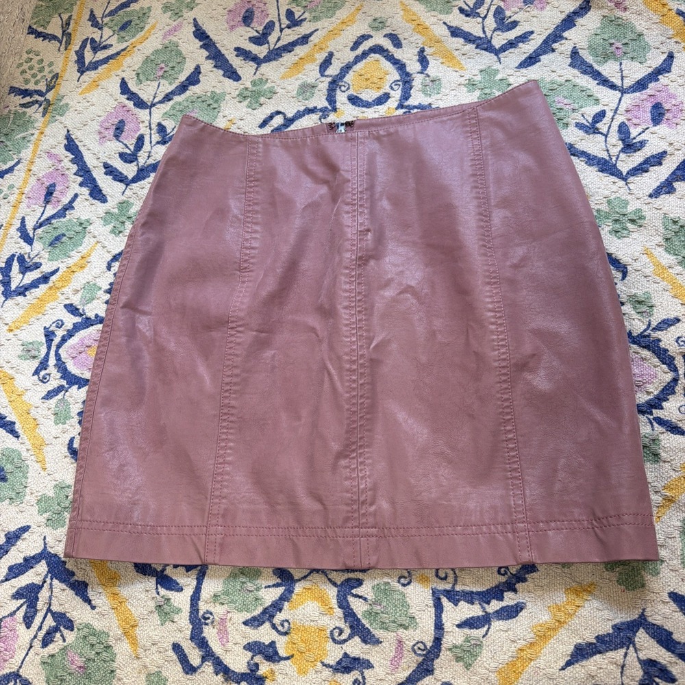 Free People Modern Femme Mauve Vegan Faux Suede Leather Mini Skirt Purple Size 8